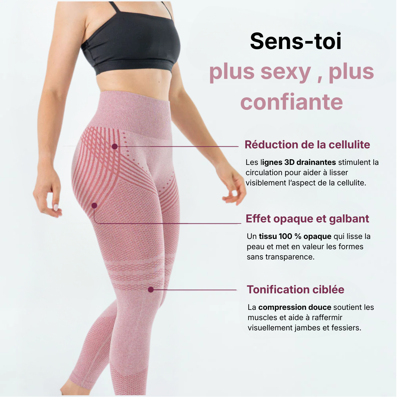 Legging 3D Anti-Cellulite  gris rose