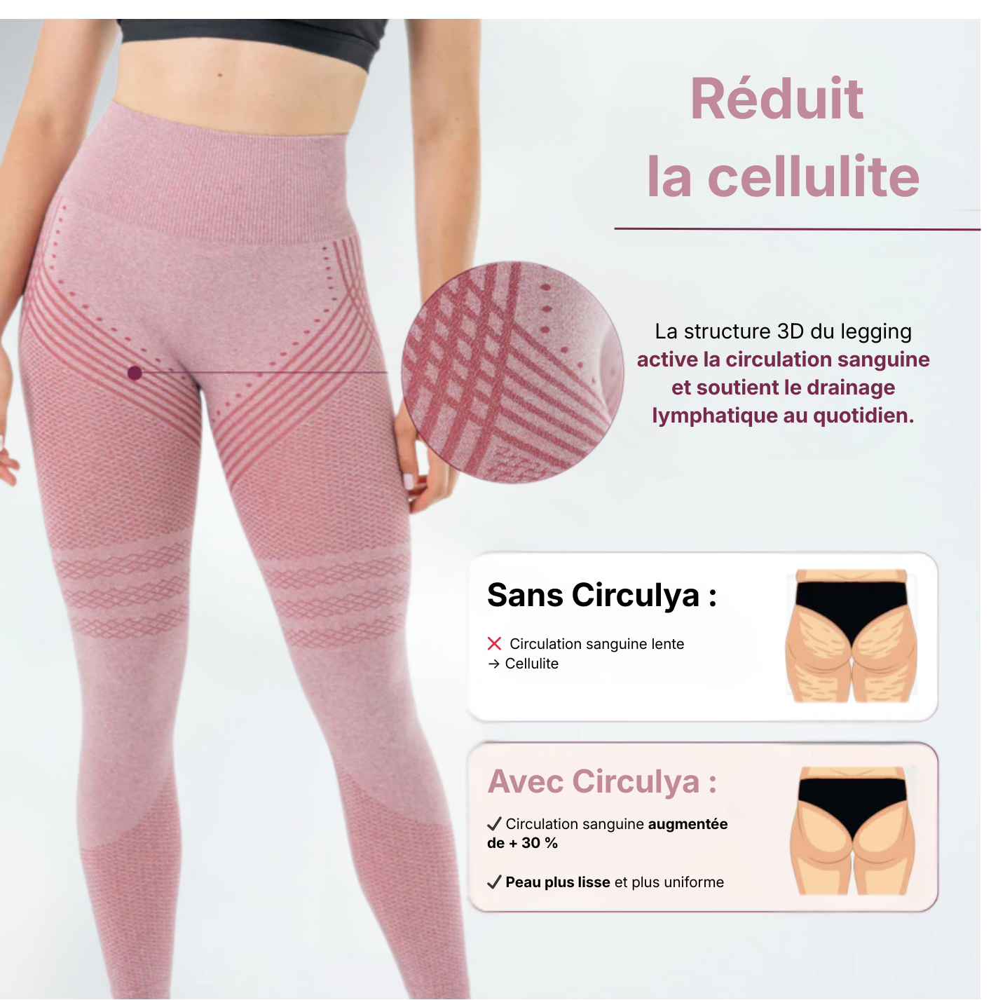 Legging 3D Anti-Cellulite  gris rose