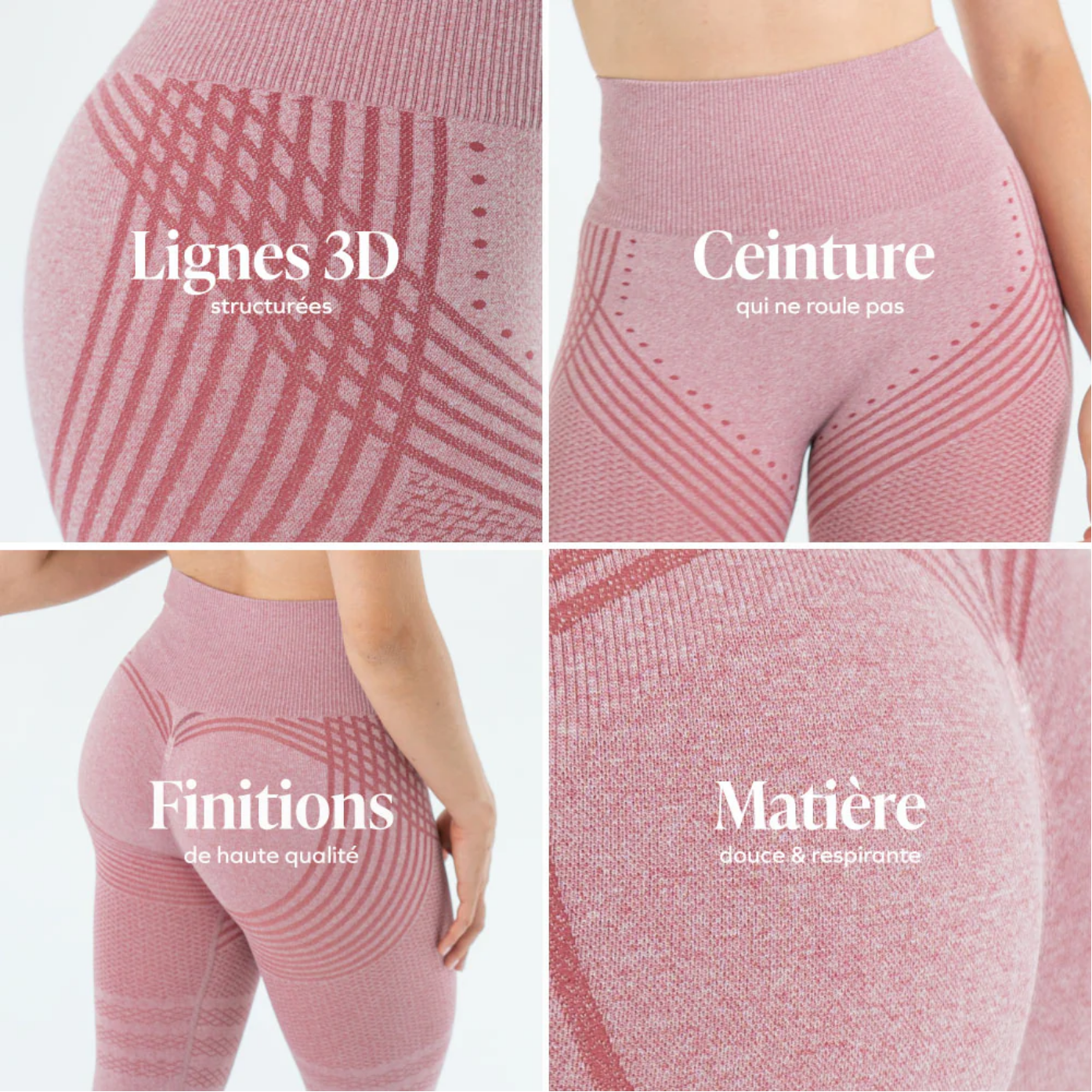 Legging 3D Anti-Cellulite  gris rose